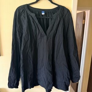 Old Navy Black V-Neck Peasant Blouse